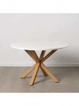 MESA COMEDOR BLANCO-NATURAL DM-METAL 120 X 120 X 76 CM