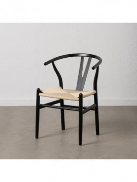 SILLA NEGRO MADERA / FIBRA SALÓN 55 X 55 X 77 CM