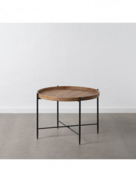 MESA CENTRO NATURAL-NEGRO METAL-MADERA 80 X 80 X 55 CM