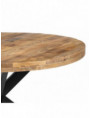 MESA COMEDOR NATURAL-NEGRO MADERA-HIERRO 140 X 140 X 77 CM
