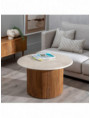 MESA CENTRO NATURAL-CREMA MÁRMOL/MADERA 76 X 76 X 45 CM