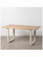 MESA COMEDOR NATURAL-CREMA DM-METAL 160 X 90 X 75 CM