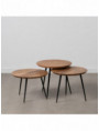 S/3 MESA CENTRO NATURAL MADERA-METAL 50 X 50 X 45 CM