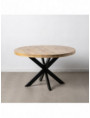 MESA COMEDOR NATURAL-NEGRO MADERA-HIERRO 130 X 130 X 77 CM